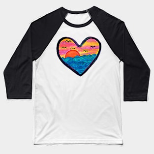 Ocean Sunset Heart Baseball T-Shirt